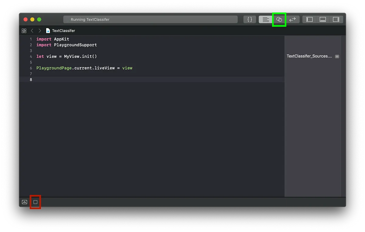 Click the red box to execute -> Click the green box to switch View display