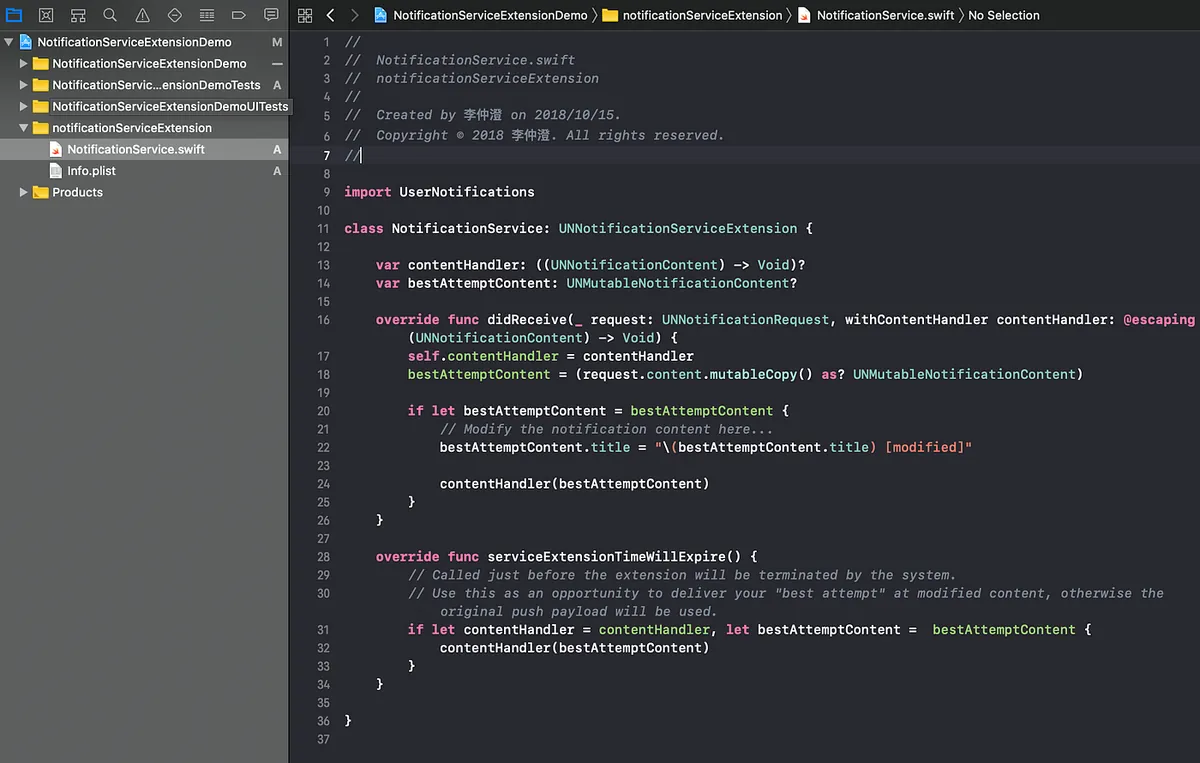 Found Product Name/NotificationService.swift file