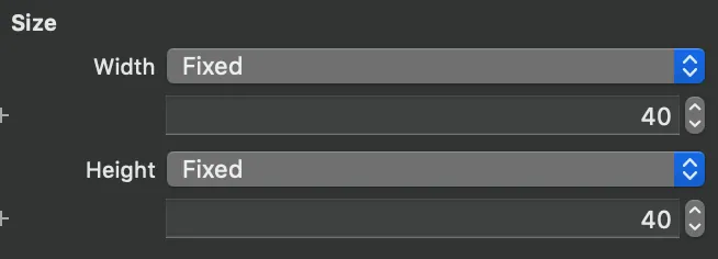 Set a fixed width and height of 40 for the square